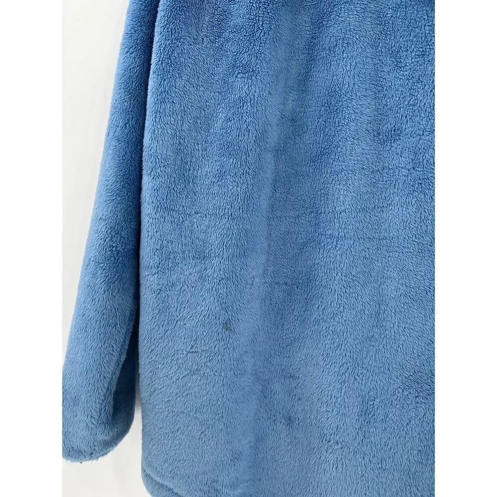 The North Face Girls Jacket XL Blue Gray Fleece Hooded Pockets Full Zip Logo